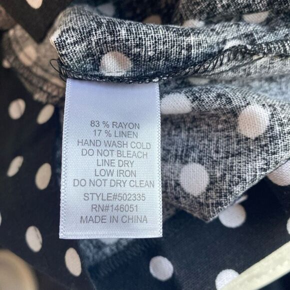 Monteau Linen Blend Black & White Polka Dot Dress Size XSmall - Picture 9 of 9